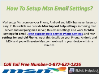 How to Setup MSN Email Settings?