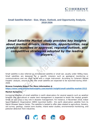 Small Satellite Market - Size, Share, Outlook, and Opportunity Analysis, 2018-2026