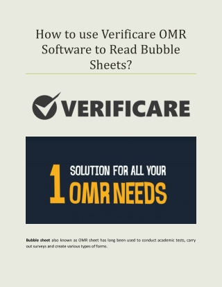 How to use Verificare OMR Software to Read Bubble Sheets?