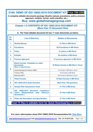 ISO 10002 Manual Documents