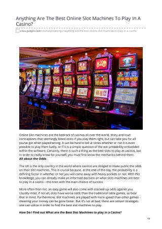 Anything Are The Best Online Slot Machines To Play In A Casino?