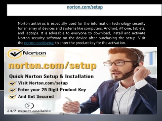 norton.com/setup - Visit the norton.com/setup to enter the product key for the activation