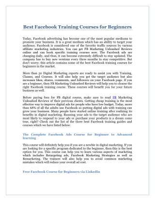 Best Facebook Training Courses for Beginners