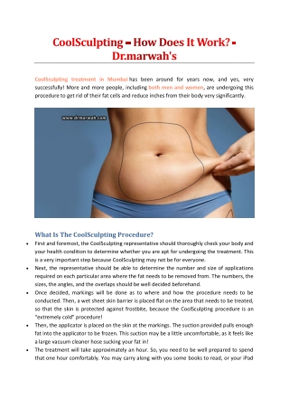 CoolSculpting – How Does It Work? - Dr.marwah's
