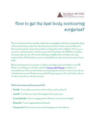 How to get the best body contouring surgeries?