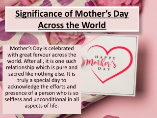 Significance of Mothers Day