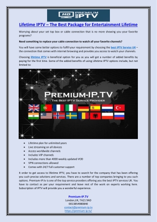 Lifetime IPTV – The Best Package for Entertainment Lifetime