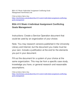 BSA 413 Week 4 Individual Assignment Conflicting Goals Management//tutorfortune.com