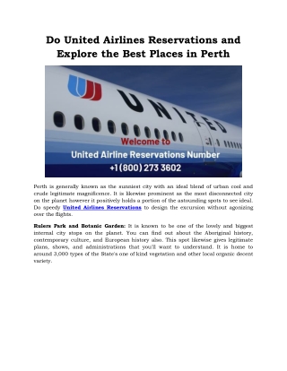 Do United Airlines Reservations and Explore the Best Places in Perth