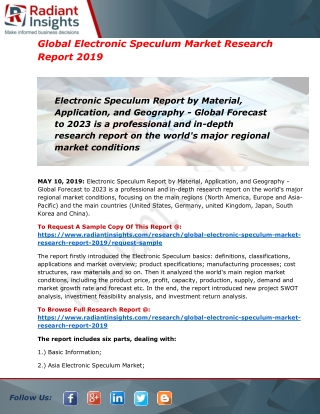 Global Electronic Speculum Market Overview by Trend, Challenges, Drivers and Applications Forecast to 2023