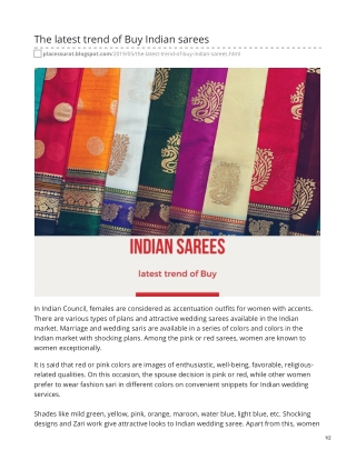 The latest trend of Buy Indian sarees