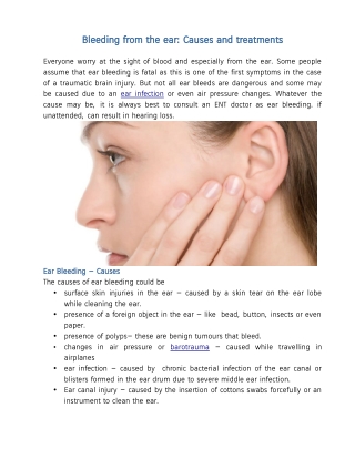 Ear Bleeding - Causes and Treatments | Vikram ENT Hospital
