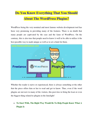 Do You Know Everything That You Should About The WordPress Plugins?