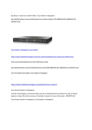 Buy New or Used Cisco Switch 3560 | Cisco Dealer in Bangalore