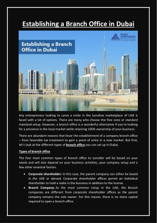 Establishing a Branch Office in Dubai