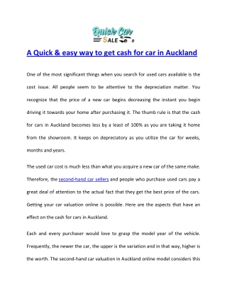 A Quick & easy way to get cash for car in Auckland