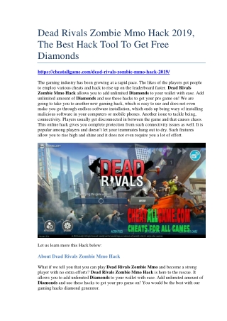 Dead Rivals Zombie Mmo Hack 2019, The Best Hack Tool To Get Free Diamonds