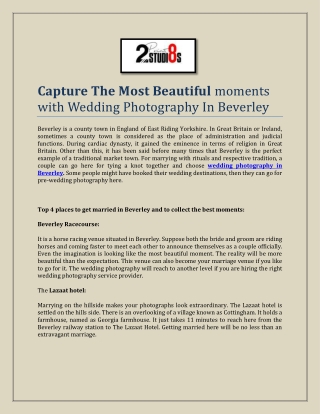 Capture The Most Beautiful moments with Wedding Photography In Beverley