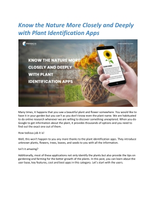 Know the Nature More Closely and Deeply with Plant Identification Apps