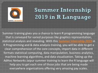 Summer Internship 2019 in R Language