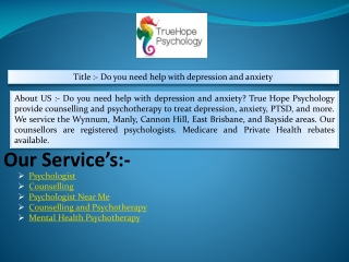 Do you need help with depression and anxiety