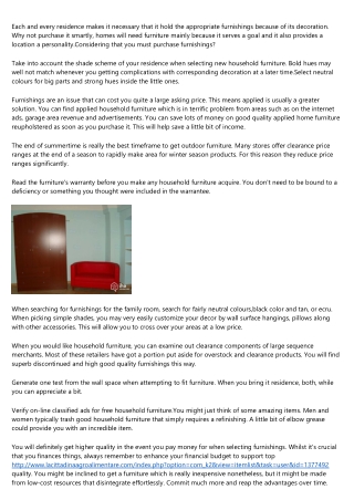 If You Search for Household furniture Information and facts, This Post Is It