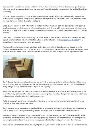 Some Tips On Home furniture For Your Home