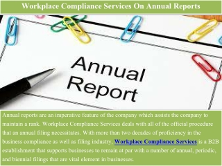 Workplace Compliance Services On Annual Reports