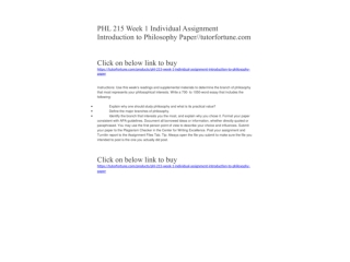 PHL 215 Week 1 Individual Assignment Introduction to Philosophy Paper//tutorfortune.com