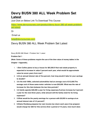 Devry BUSN 380 ALL Week Problem Set Latest