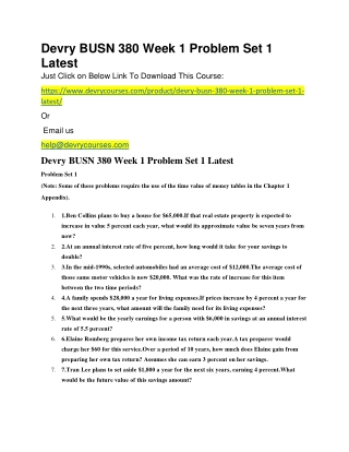 Devry BUSN 380 Week 1 Problem Set 1 Latest