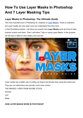 How To Use Layer Masks In Photoshop And 7 Layer Masking Tips