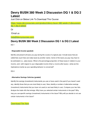 Devry BUSN 380 Week 2 Discussion DQ 1 & DQ 2 Latest