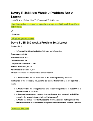 Devry BUSN 380 Week 2 Problem Set 2 Latest