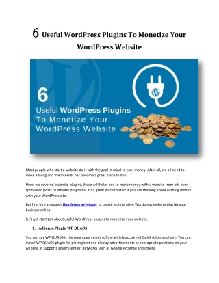 6 Useful WordPress Plugins To Monetize Your WordPress Website