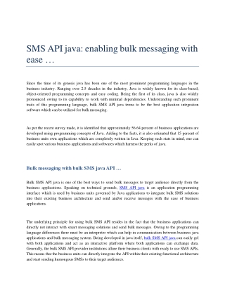 Getting started with bulk SMS API JAVA