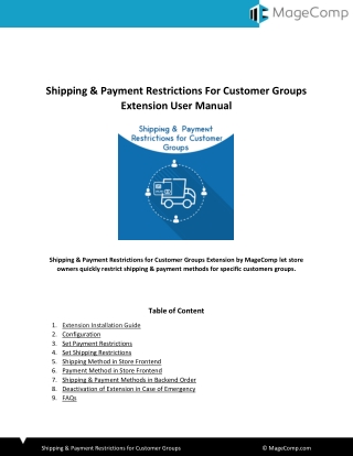 Magento 2 Shipping & Payment Restrictions for Customer Groups