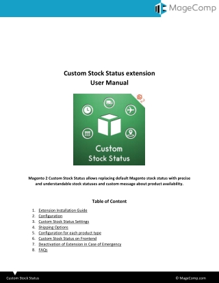 Magento 2 Custom Stock Status Extension by MageComp