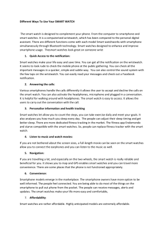 Different Ways To Use Your SMART WATCH
