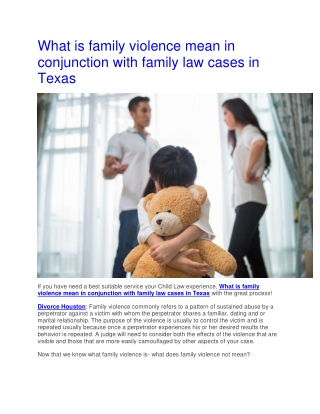 What is family violence mean in conjunction with family law cases in Texas