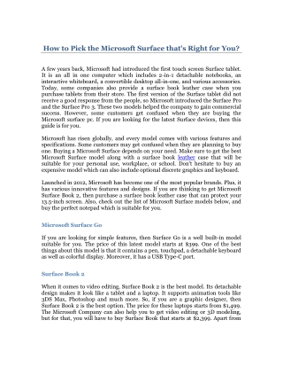 How to Pick the Microsoft Surface that's Right for You?