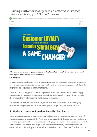 Building Customer loyalty with an effective customer retention strategy – A Game Changer