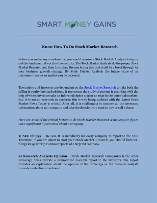 Know How To Do Stock Market Research