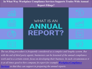 In What Way Workplace Compliance Services Supports Trades With Annual Report Filings?