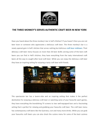 The Three Monkeys - American Bar | Craft Beer | Beer Garden Midtown