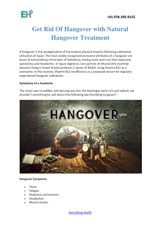 Get Rid Of Hangover with Natural Hangover Treatment