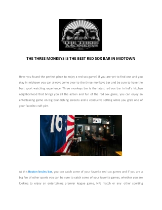 The Three Monkeys - Boston Red Sox Bar | Boston Celtics Bar