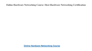 Online Hardware Networking Course | Best Hardware Networking Certification