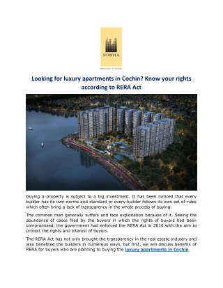 Looking for luxury apartments in Cochin? Know your rights according to RERA Act