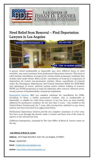 Need Relief from Removal – Find Deportation Lawyers in Los Angeles